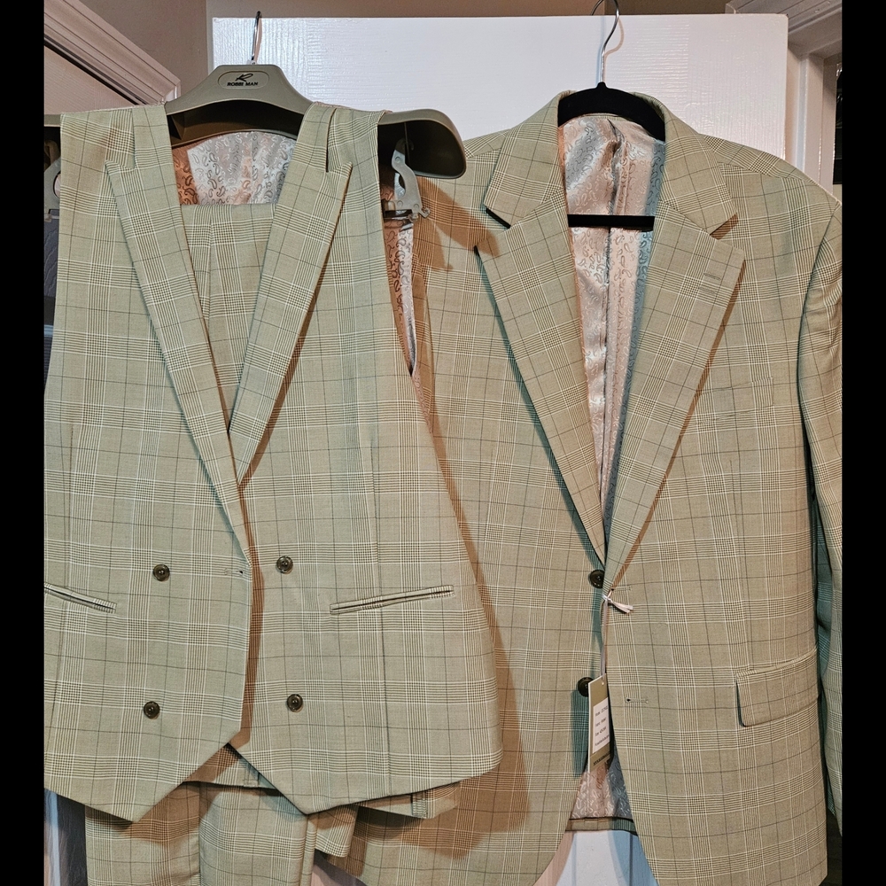 Men's Classic Green Plaid Suit Set